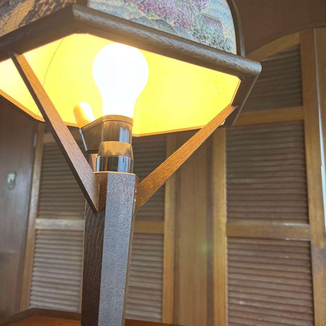 戸塚刺繍　和風風景画ランプ