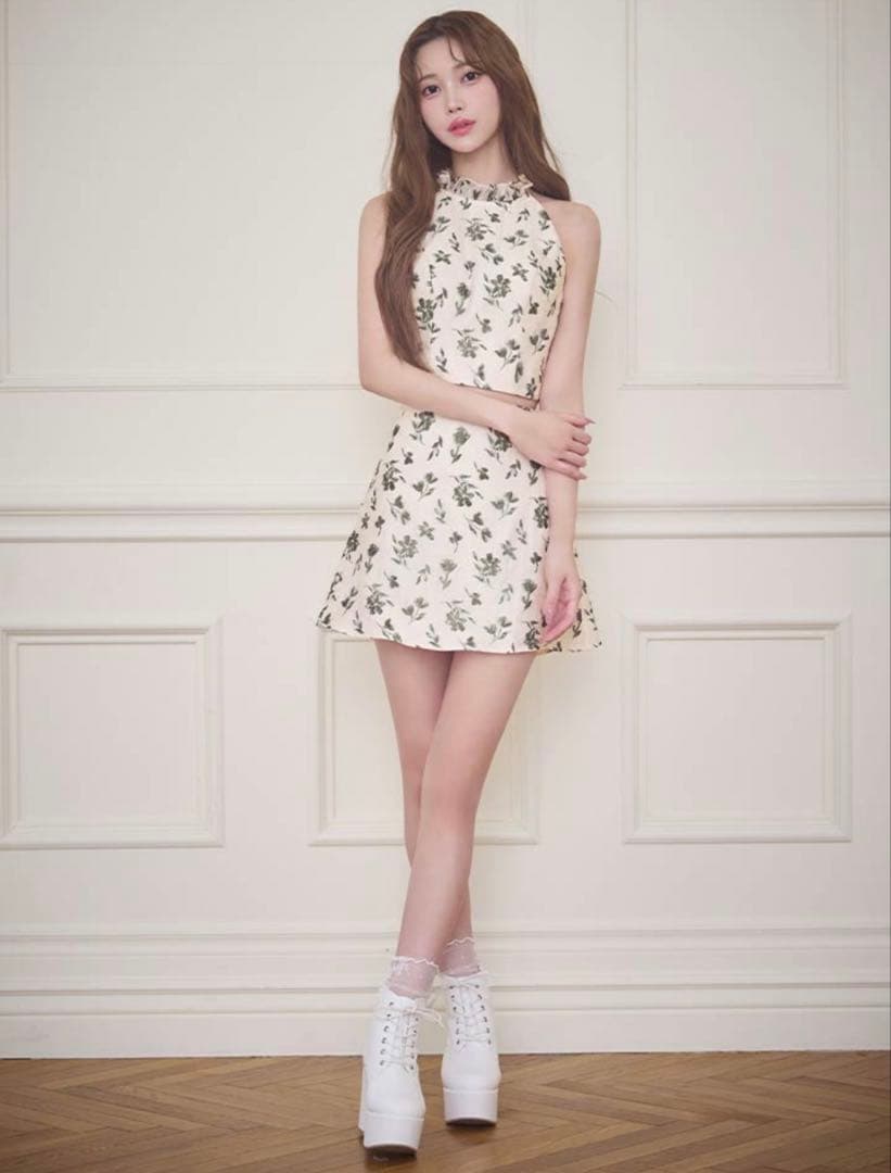 花柄アメスリセットアップミニドレス/キャバドレス