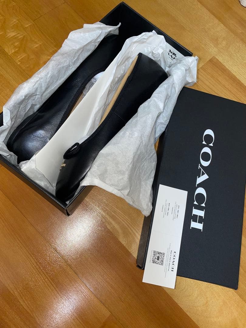 COACH ALINA LEATHER BALLET ブラック