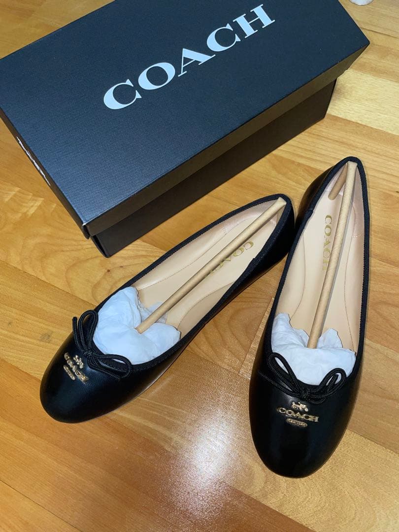 COACH ALINA LEATHER BALLET ブラック