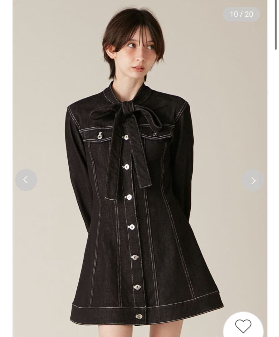 リリーブラウン ボウタイデニムミニワンピース