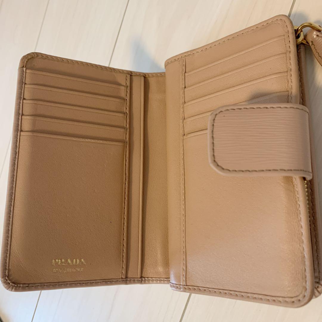 PRADA プラダ　サフィアーノ　2つ折り財布　ピンクベージュ ピンク　レザー