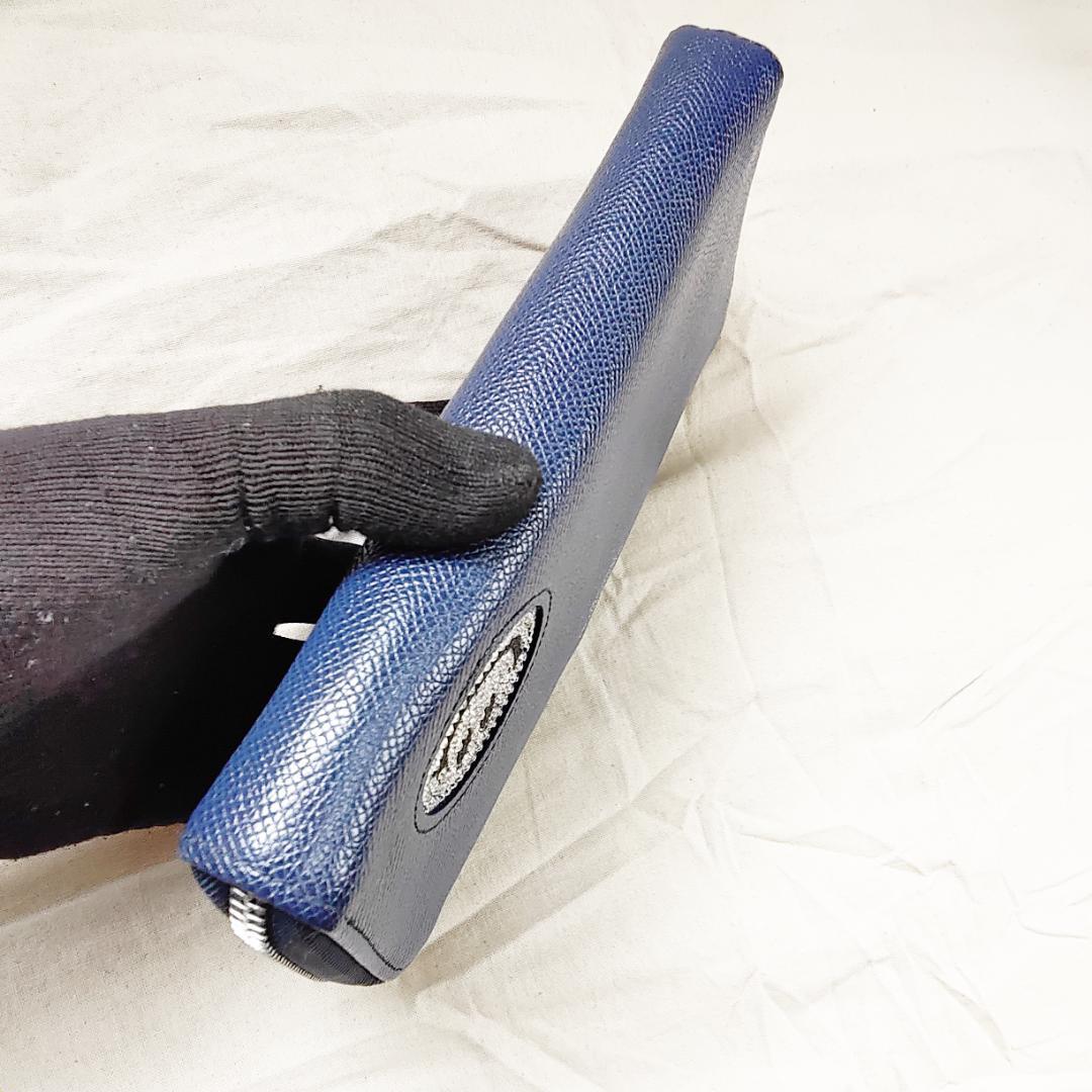 良品 アルファード 長財布 ラウンドジップ スマイル ALFURD ネイビー