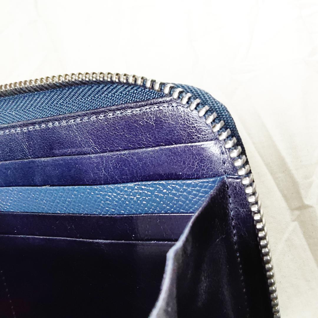 良品 アルファード 長財布 ラウンドジップ スマイル ALFURD ネイビー