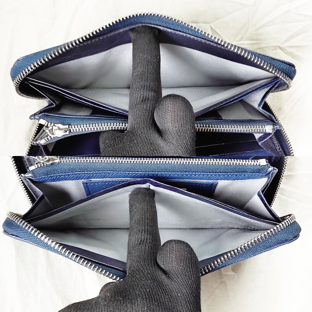 良品 アルファード 長財布 ラウンドジップ スマイル ALFURD ネイビー