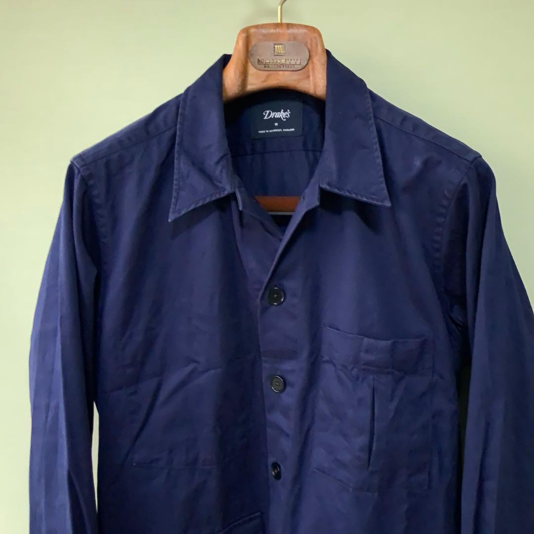 イギリス製Drake’sドレイクス チョアジャケットMネイビー コットン100％