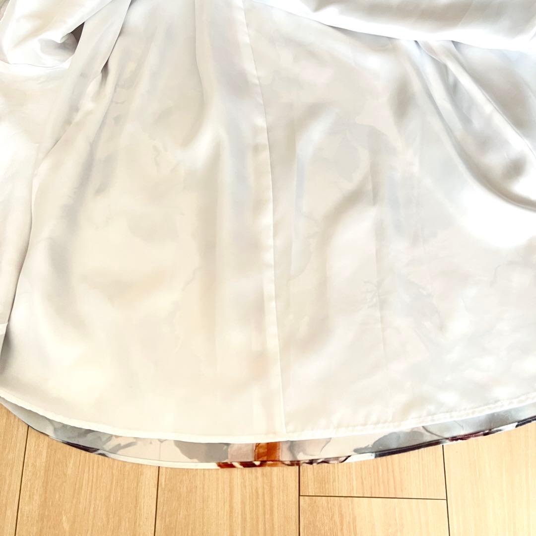 美品AIMER エメ ロングドレス 9号 ブラウン薔薇柄Aライン演奏会 ステージ