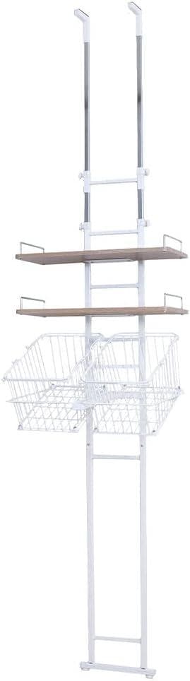 ランドリーラック 洗濯機ラック 幅60 スリム 収納棚 突っ張り カゴ付き