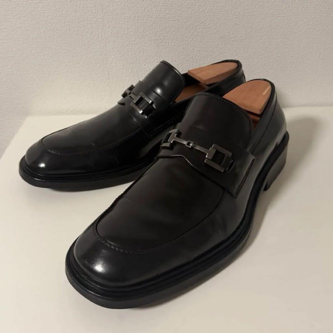 GUCCI スクエアトゥ ホースビット ローファー 黒 革靴