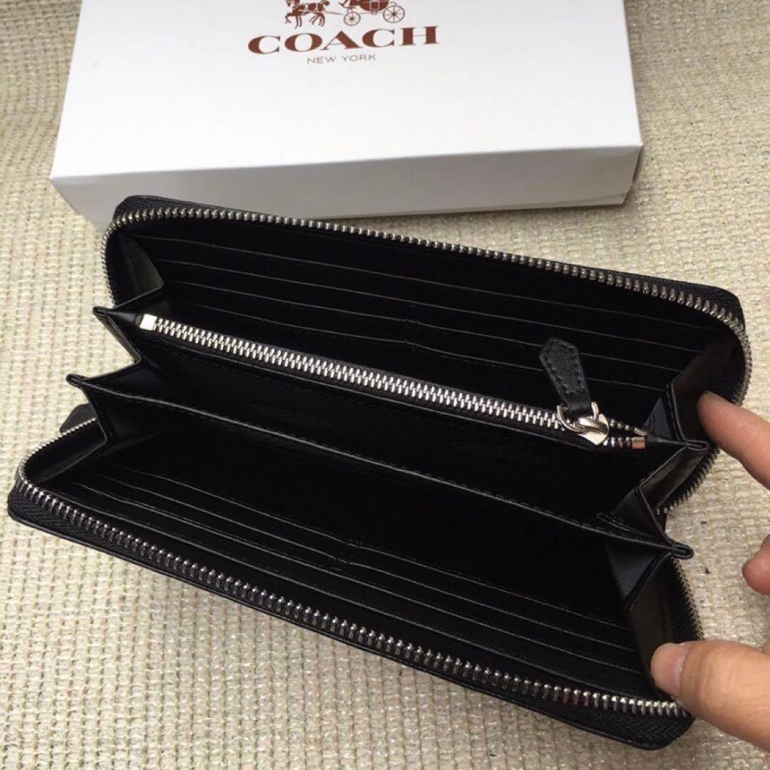 【人気】COACH コーチ 財布 ブラック エンボス加工 オプアート