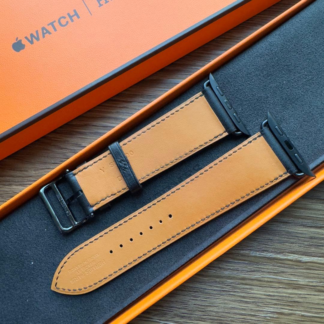 2644 ほぼ未使用　Apple Watch エルメス　ブラック　レザー
