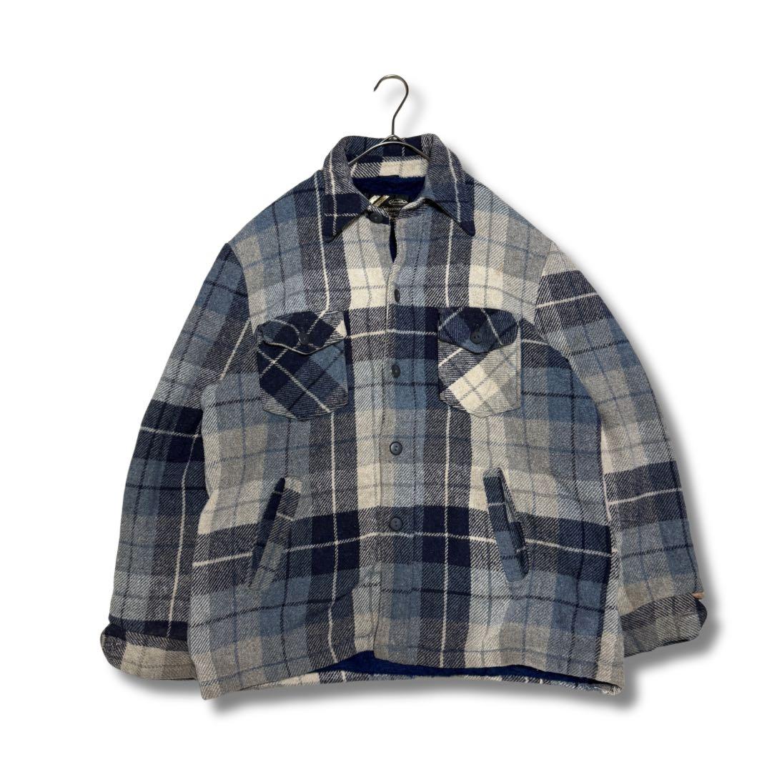 70s 80s Sears 裏ボア ウールチェックジャケット L 古着