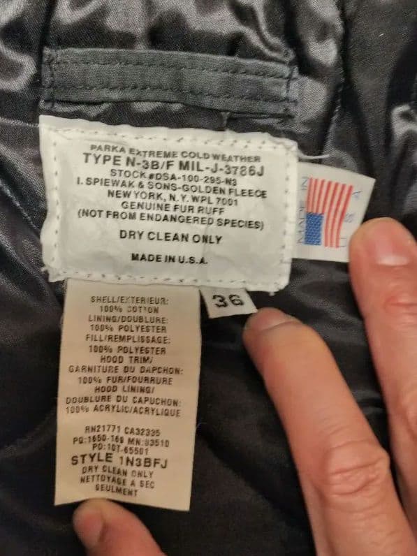 スピワック N3B SPIEWAK N-3B コットンキャンバス ブラック 36