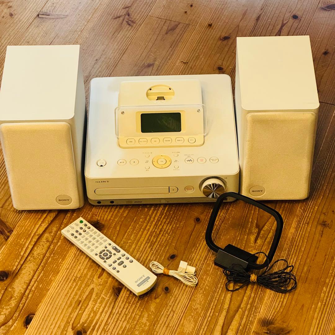 【動作確認済】SONY HDDコンポ CMT-E300HD ホワイト　リモコン付