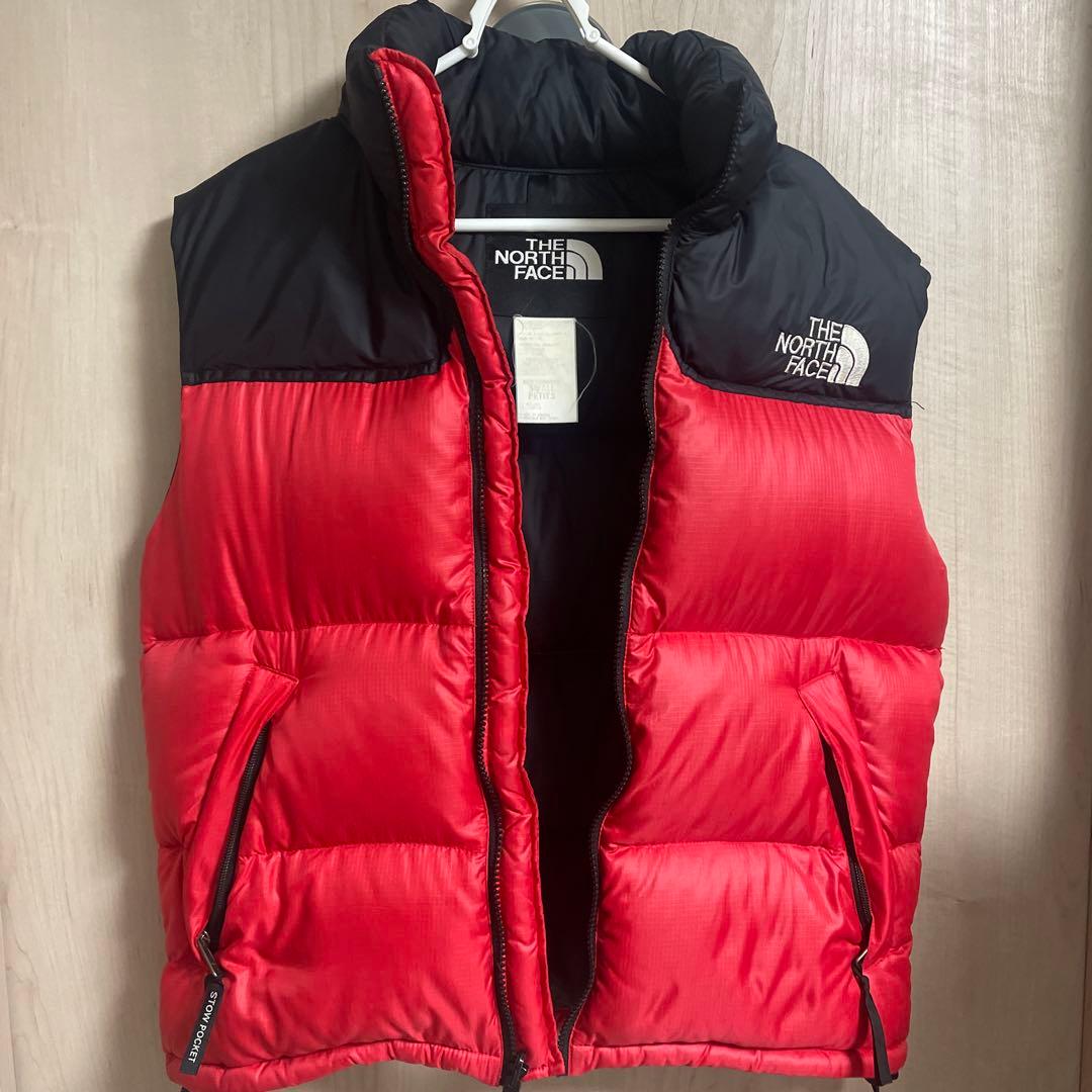 【激安】THE NORTH FACE ダウンベスト赤黒