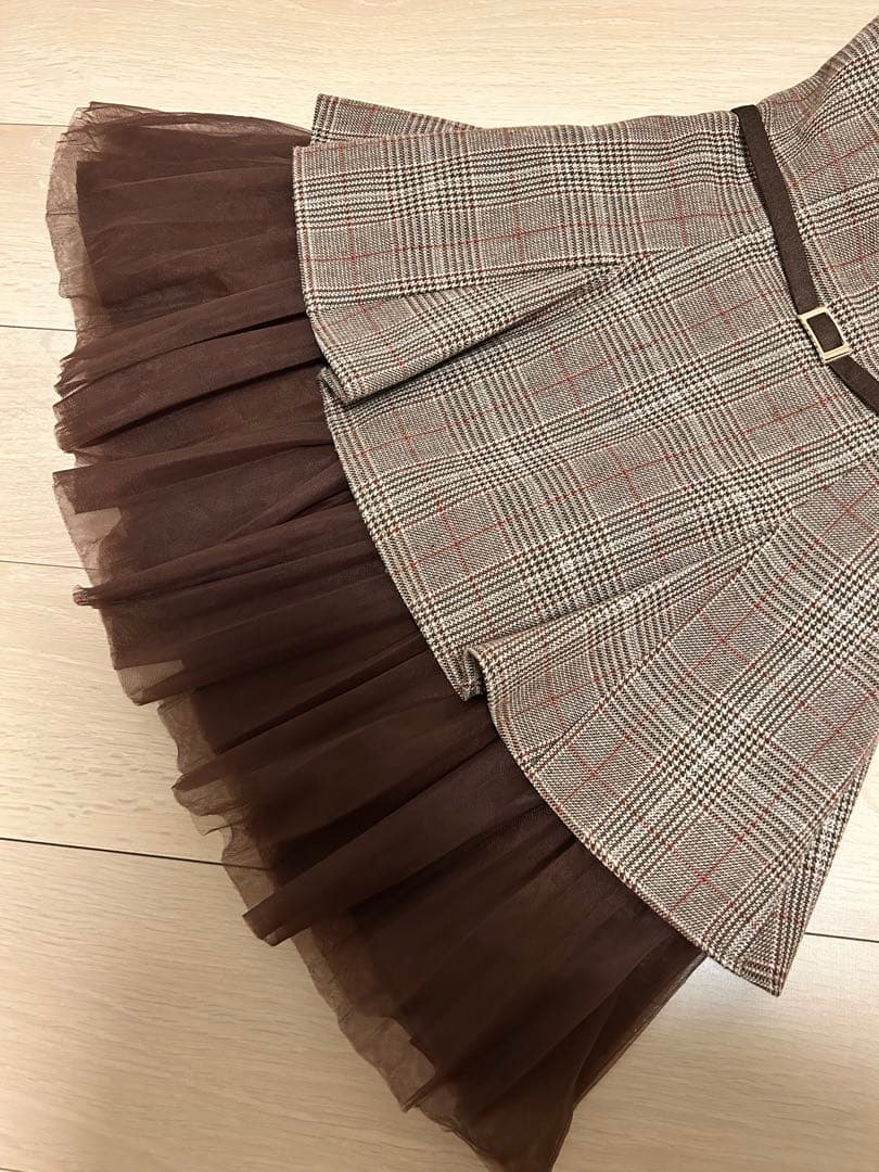 ローブドフルールDEA. チェック柄ペプラムドレス Sサイズ