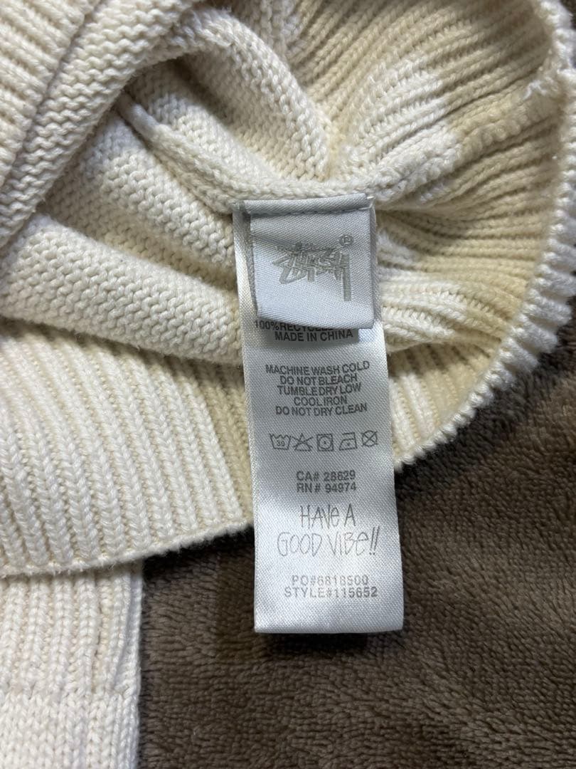 【正規品美品】 STUSSY ステューシー スピラルロゴ 長袖ニット/クリーム色