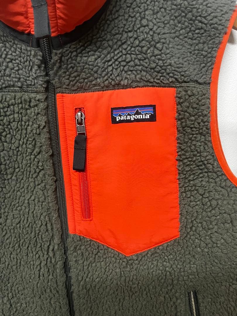 patagonia レトロXベスト /オリーブグリーンオレンジ/レアカラー/美品