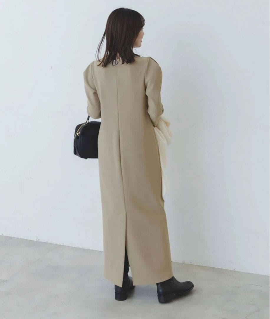 ラム 様NOBLE ニットライクジョーゼットショルダータックワンピース ノーブル