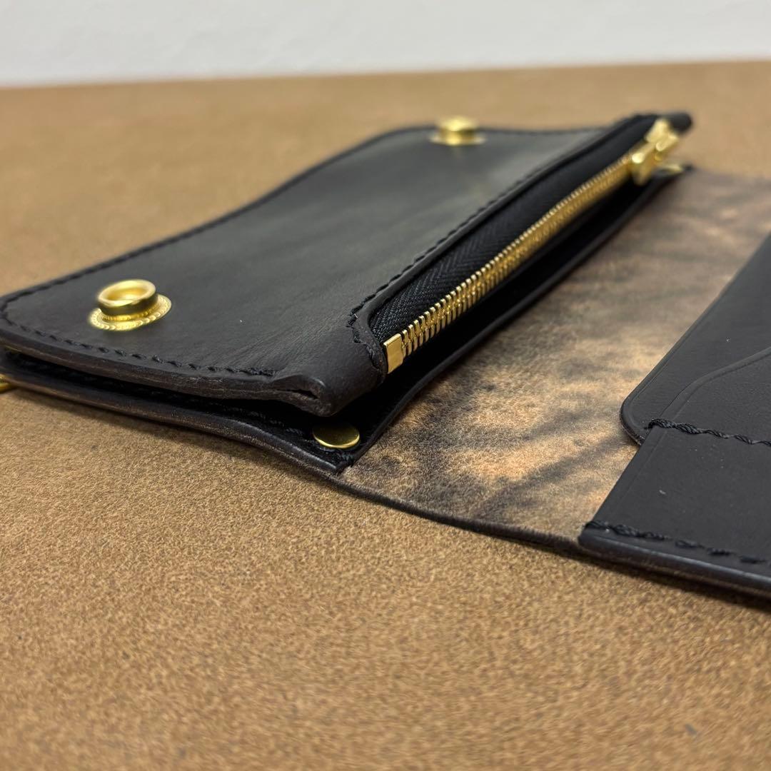 ホースバット　トラッカーウォレット　ミドル　焦茶　2層　guidi