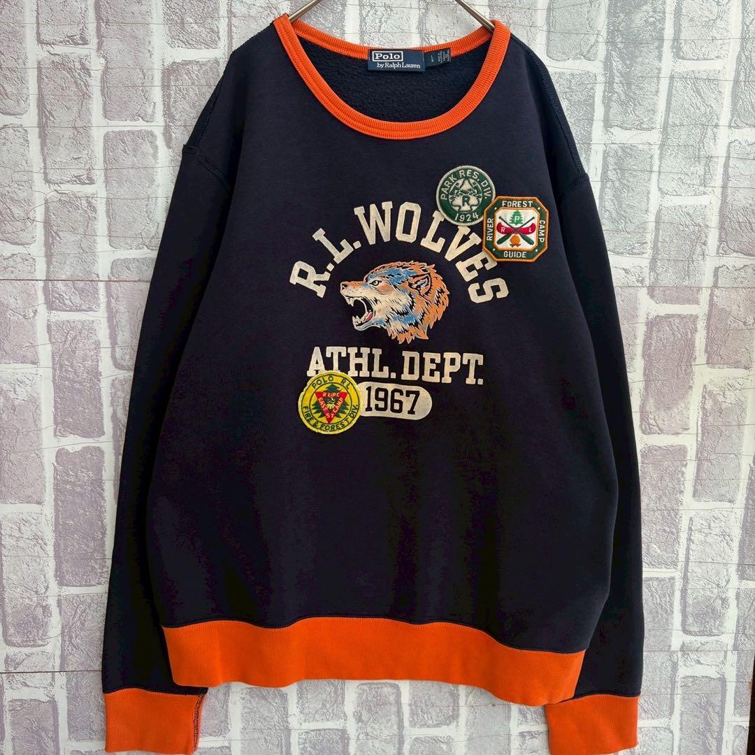 ポロラルフローレン　ラルフローレン　ワッペン刺繍　スウェット　トレーナー　L