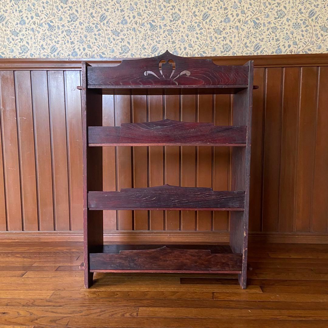 アンティーク　楔本棚　レトロ　オープンラック　楔棚