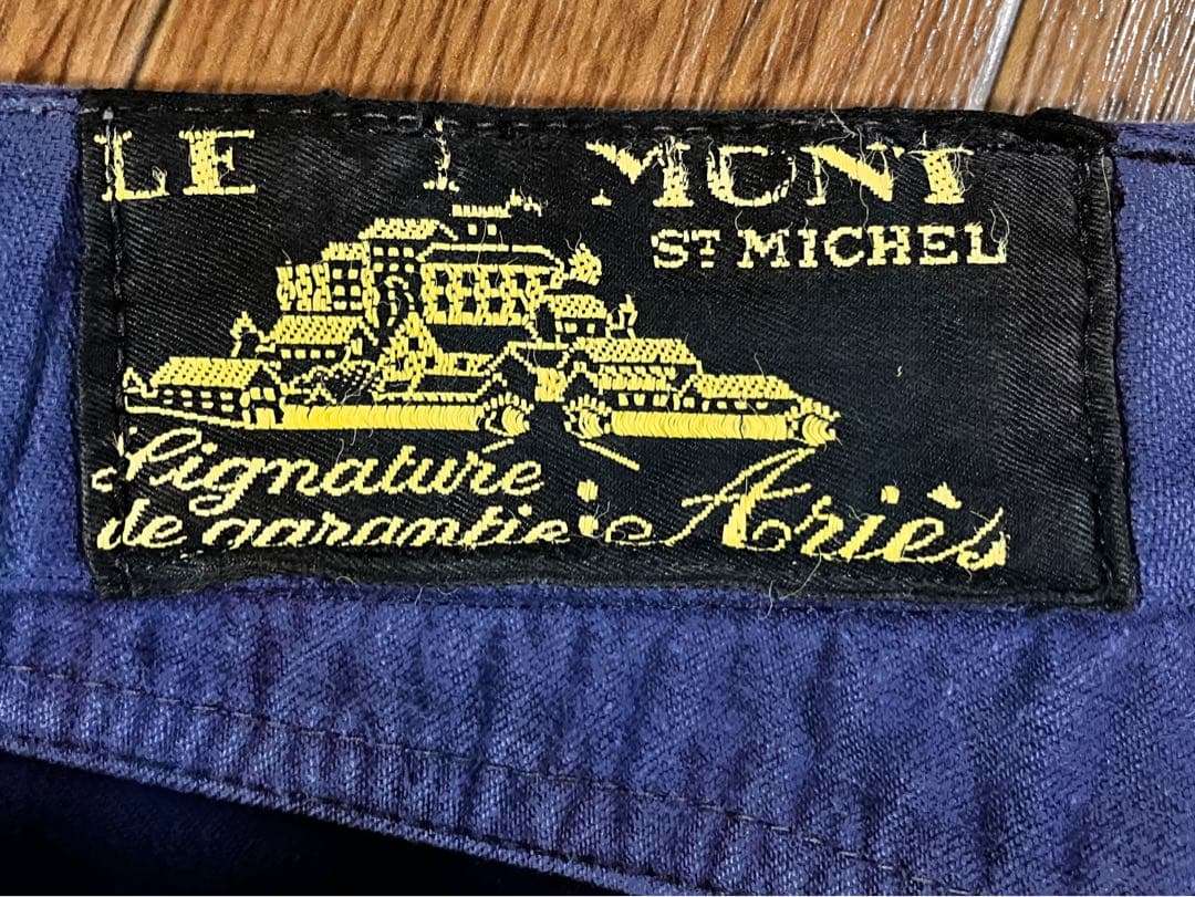 40s モンサンミッシェル モールスキンパンツ ブルー 36インチ 刺繍タグ
