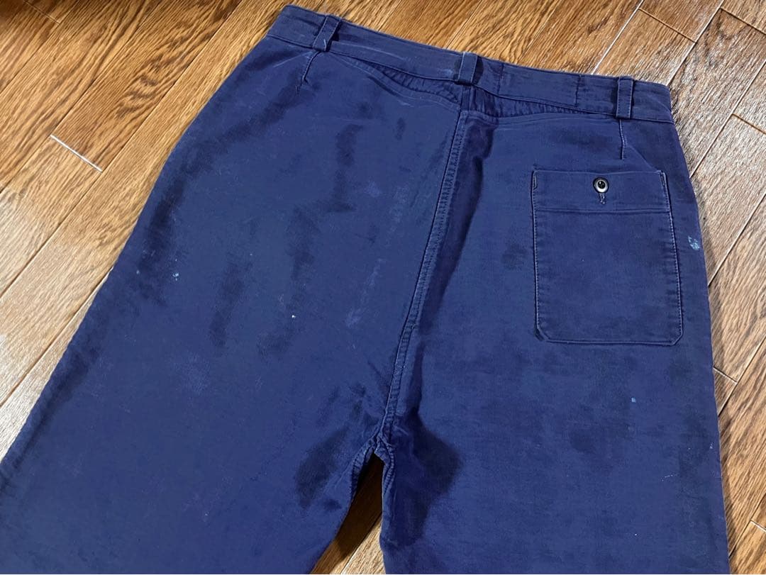 40s モンサンミッシェル モールスキンパンツ ブルー 36インチ 刺繍タグ