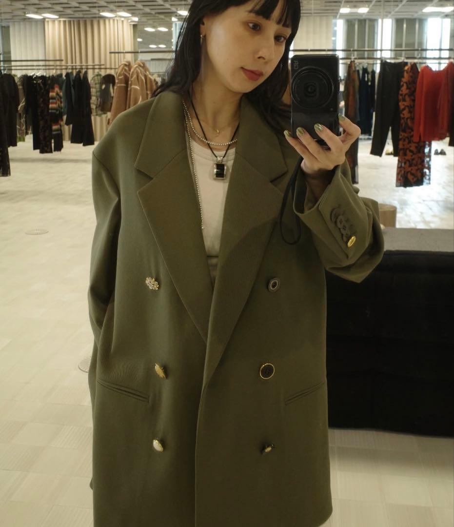 AMERI UND EMBELLISH PAPA JACKET　カーキSサイズ