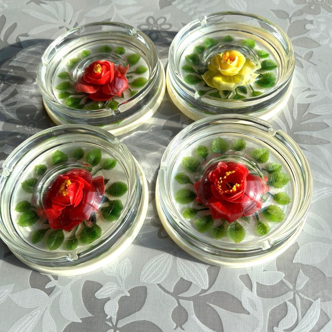 希少　灰皿　フラワー灰皿　造花の灰皿　4個　昭和レトロ