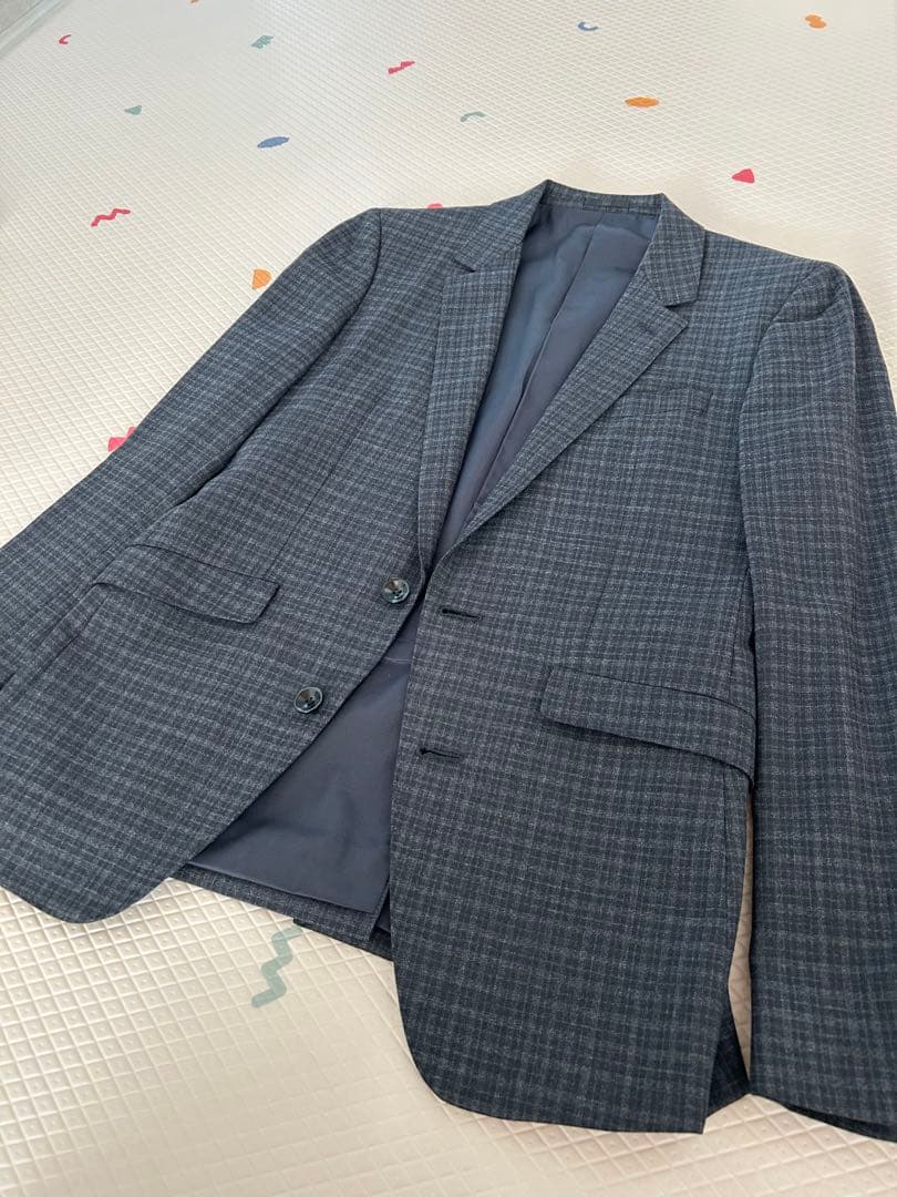 グレー系チェック柄 ビジネススーツ 2つボタン