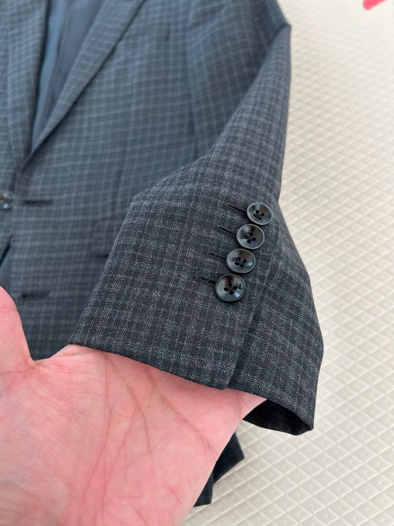 グレー系チェック柄 ビジネススーツ 2つボタン