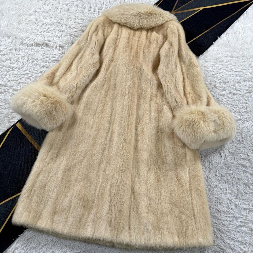 総丈110㎝ サガセレクト パールミンク フォックス コート L相当 AA064