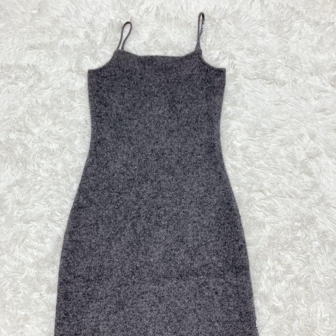美品 anuans カシミヤブレンドキャミソールニットワンピース グレー