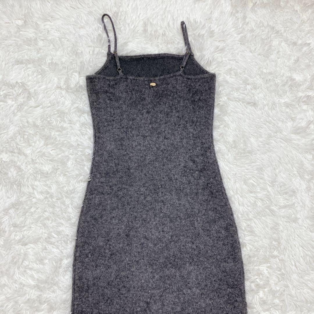 美品 anuans カシミヤブレンドキャミソールニットワンピース グレー