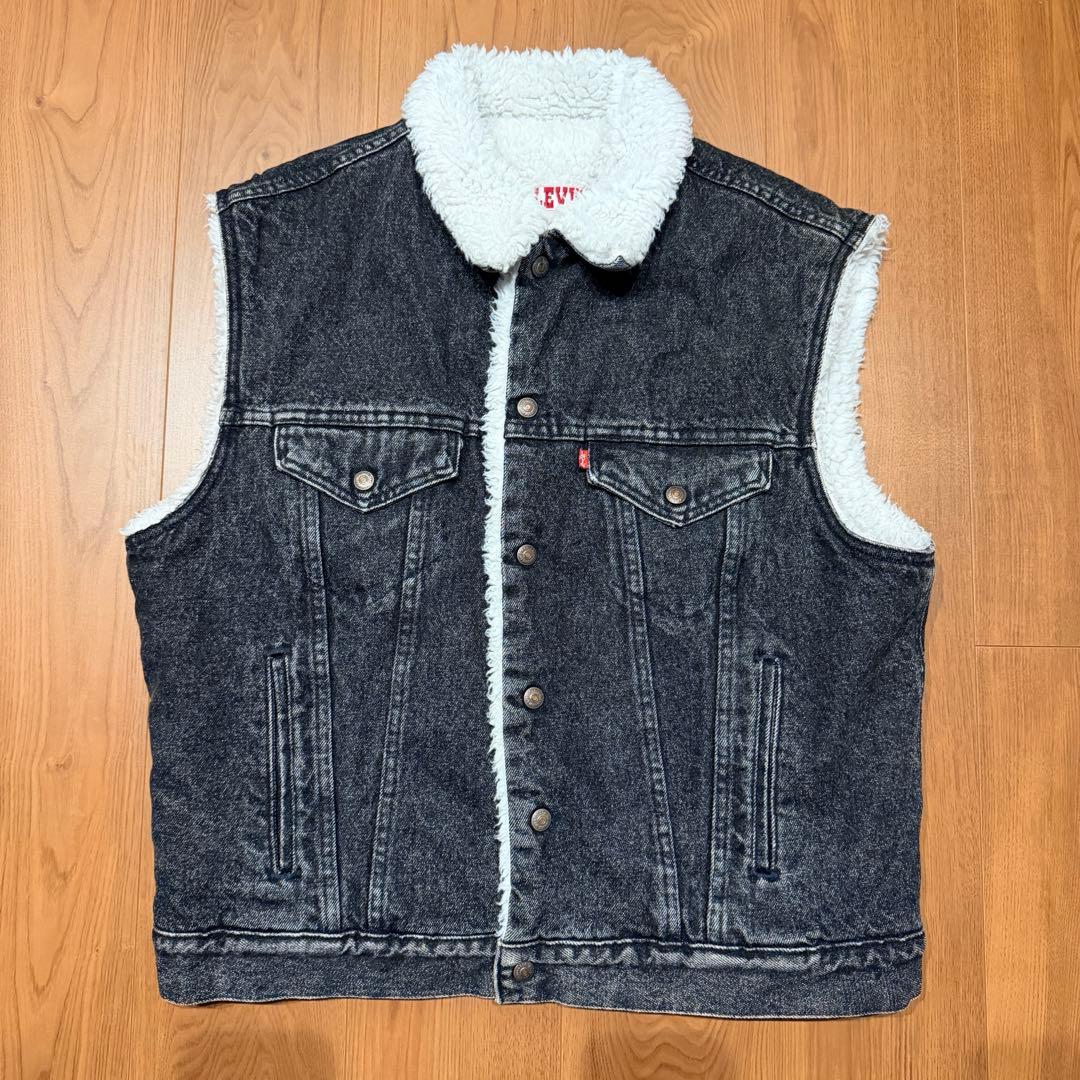ブラック ◎ 90s リーバイス USA製 デニム ボアベスト 黒