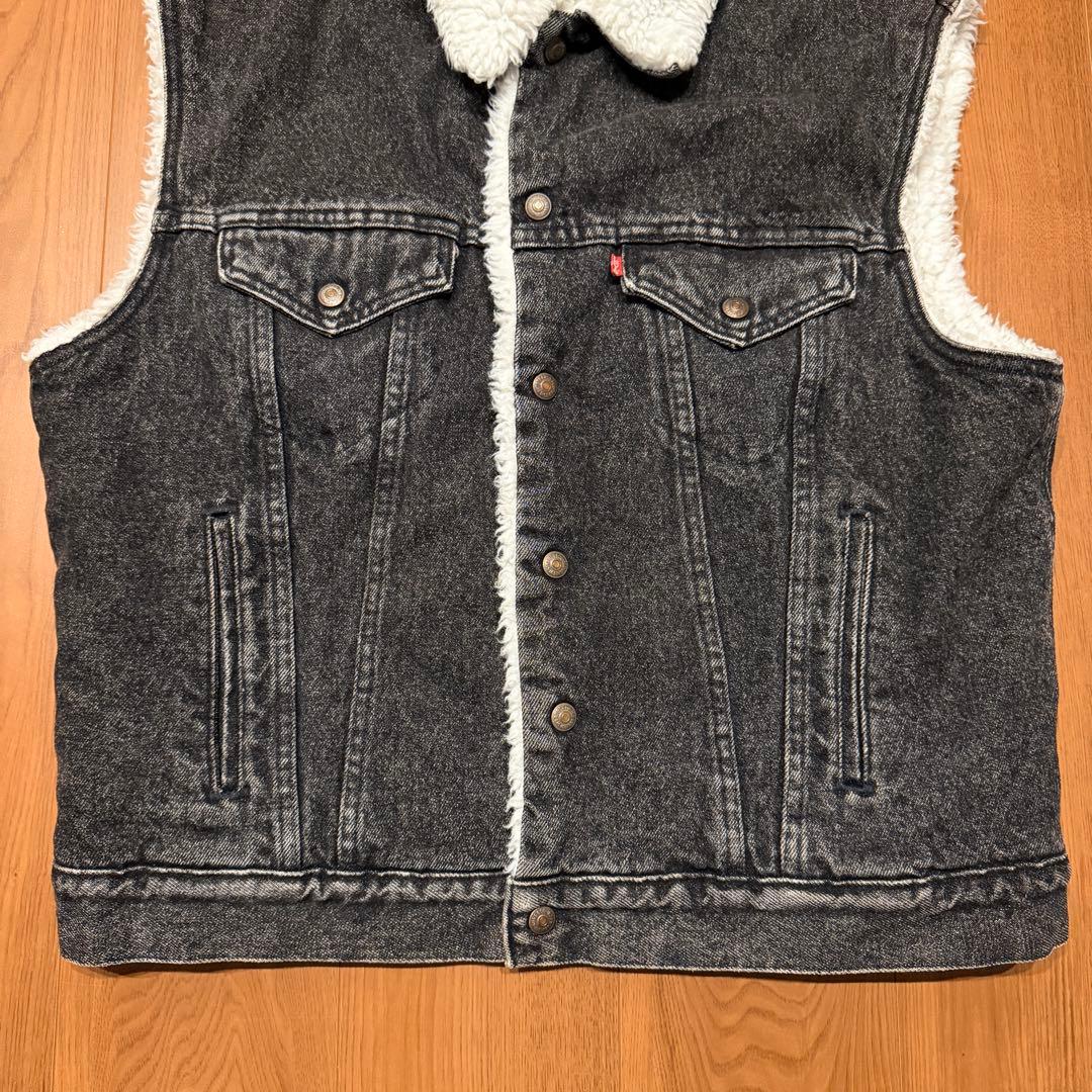 ブラック ◎ 90s リーバイス USA製 デニム ボアベスト 黒