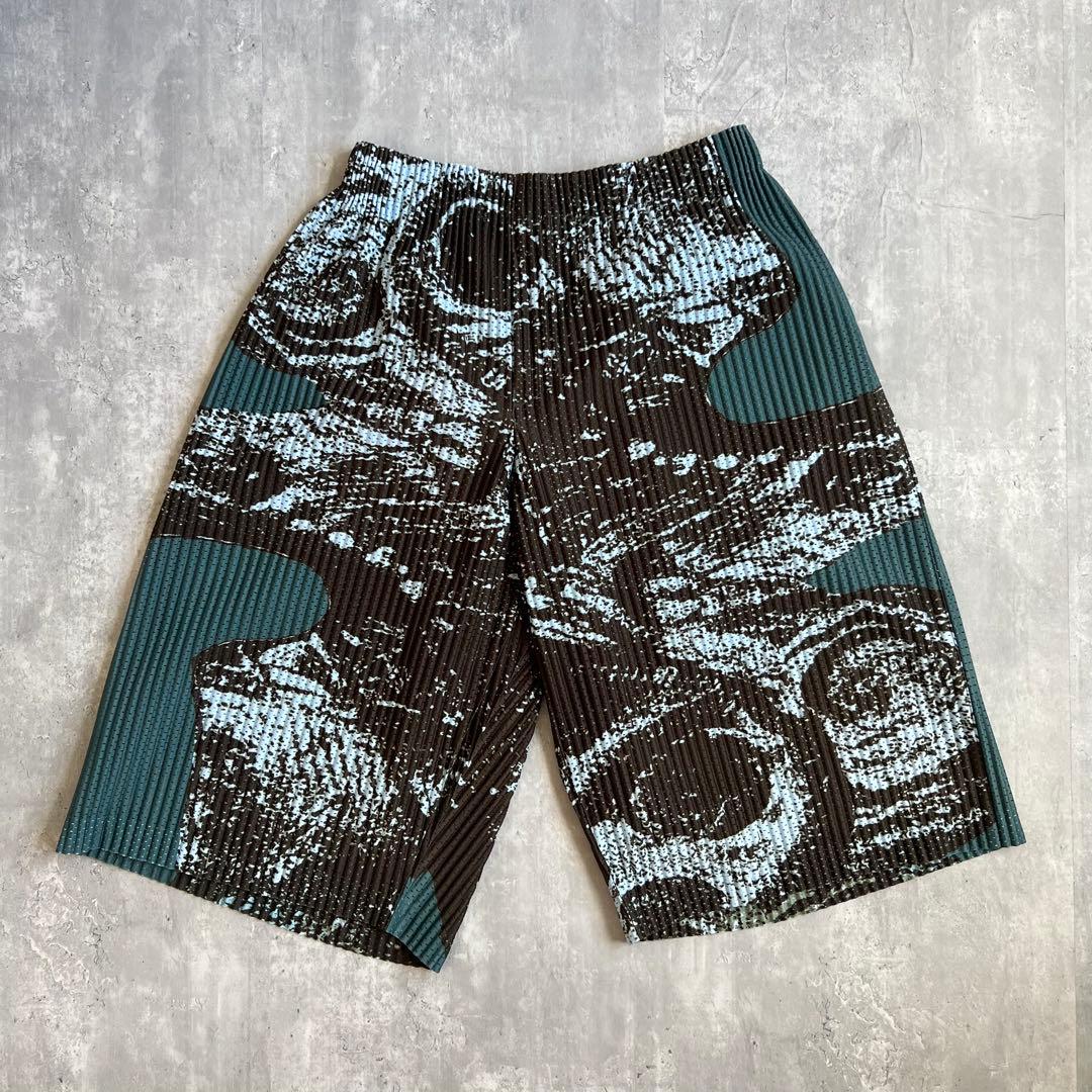 オムプリッセイッセイミヤケ　幻の一本　総柄　プリーツワイドショーツ　美品