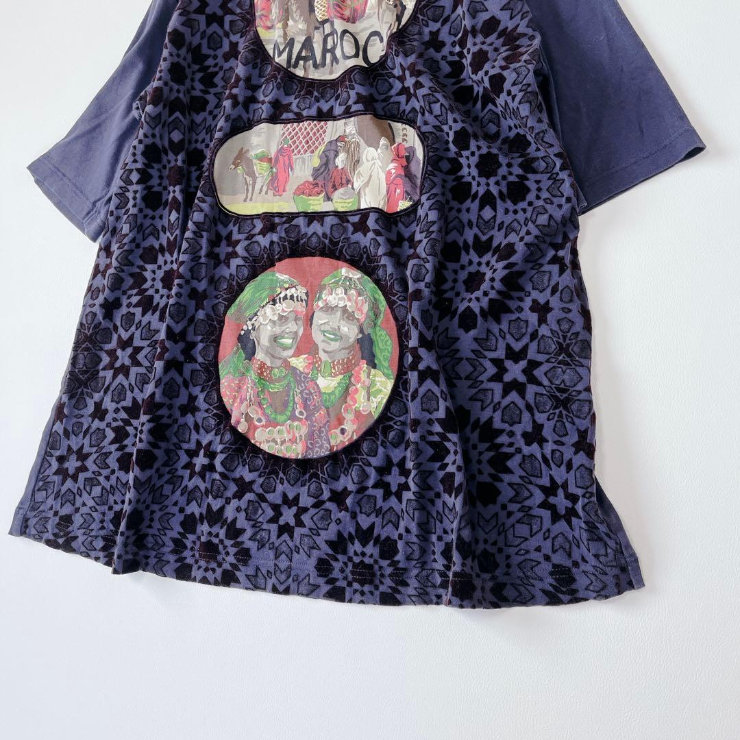 トクコプルミエヴォル フロッキー プリント 民族　人間　七分袖 チュニック