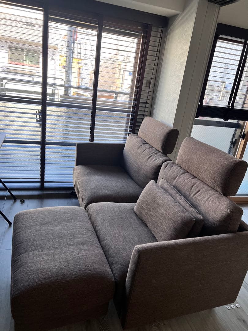 [オットマンのみ]ブラウン カウチソファ 2-3人掛け_オットマン