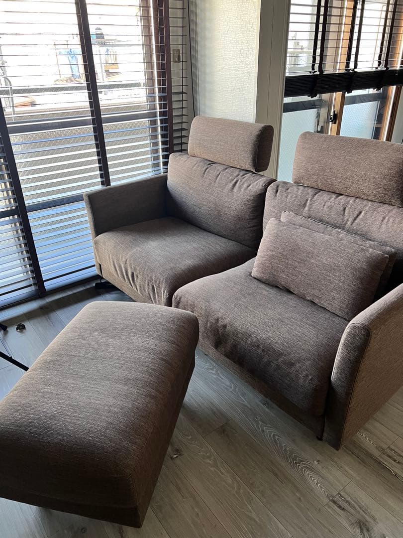 [オットマンのみ]ブラウン カウチソファ 2-3人掛け_オットマン