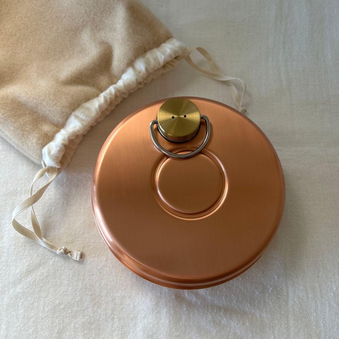 銅製湯たんぽ ベージュ収納袋付き