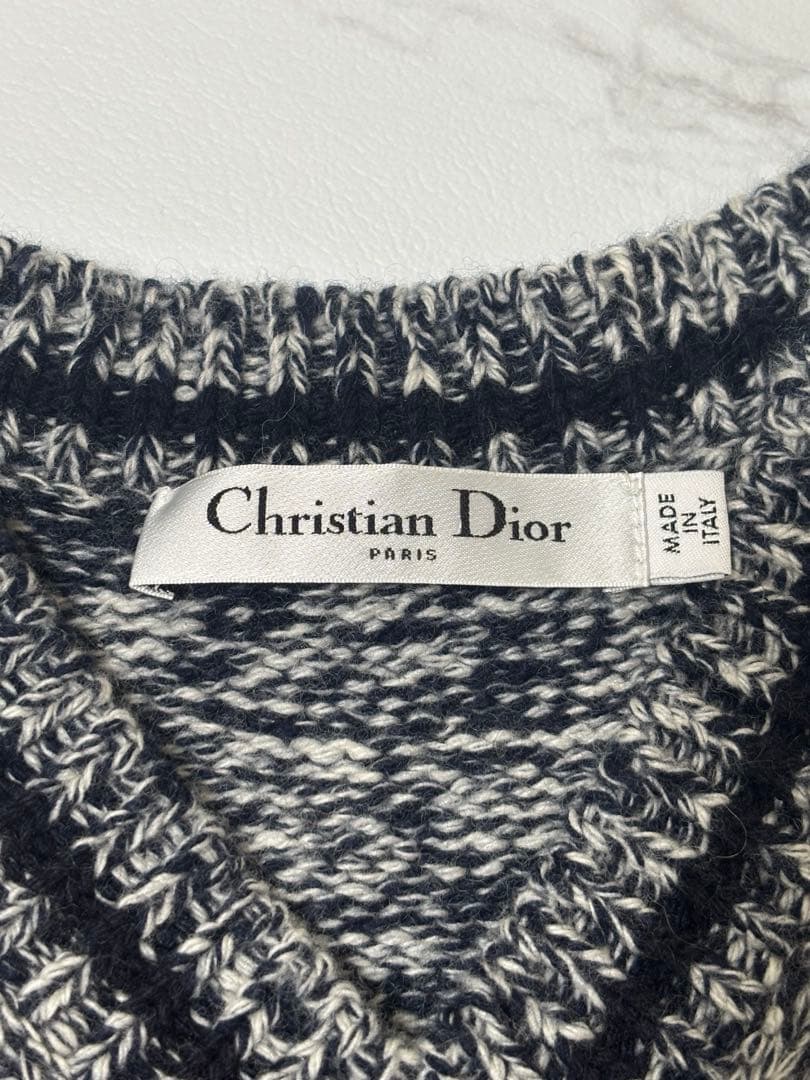 Christian Dior ニットベスト ロゴ 36 ネイビー