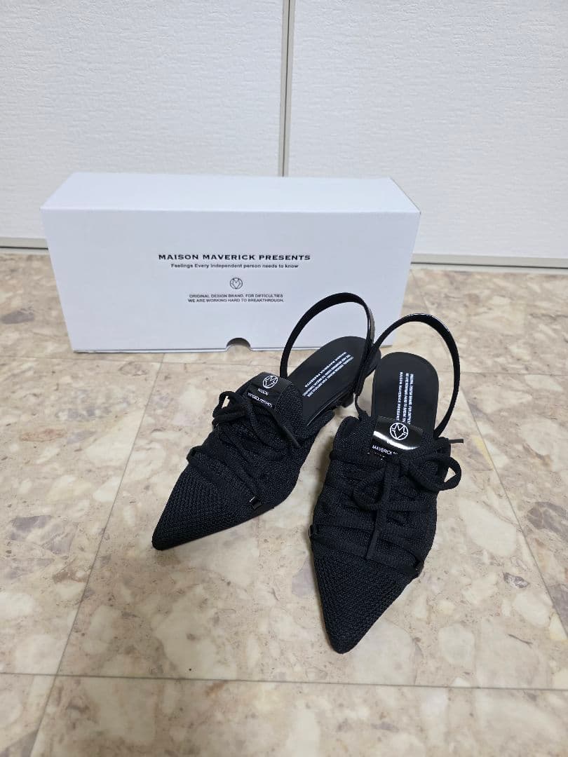 《新品·未使用品》MAISONMAVERICK ニットレースアップミュール