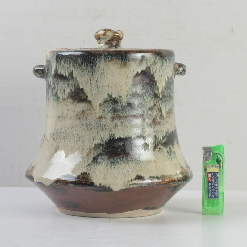 北大路魯山人作　美濃唐津焼　水指　黒田陶々庵極め箱　M　9535A