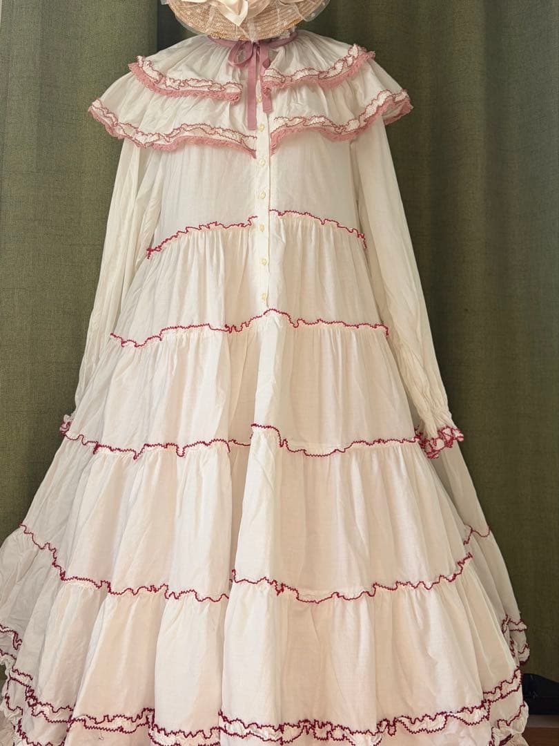 PINK HOUSE alcali グラデーションピッコト刺繍フリルワンピ