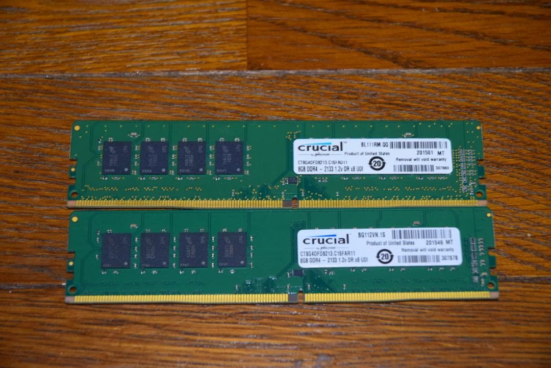 Crucial DDR4 メモリ 8GB×2枚 計16GB Memtest済