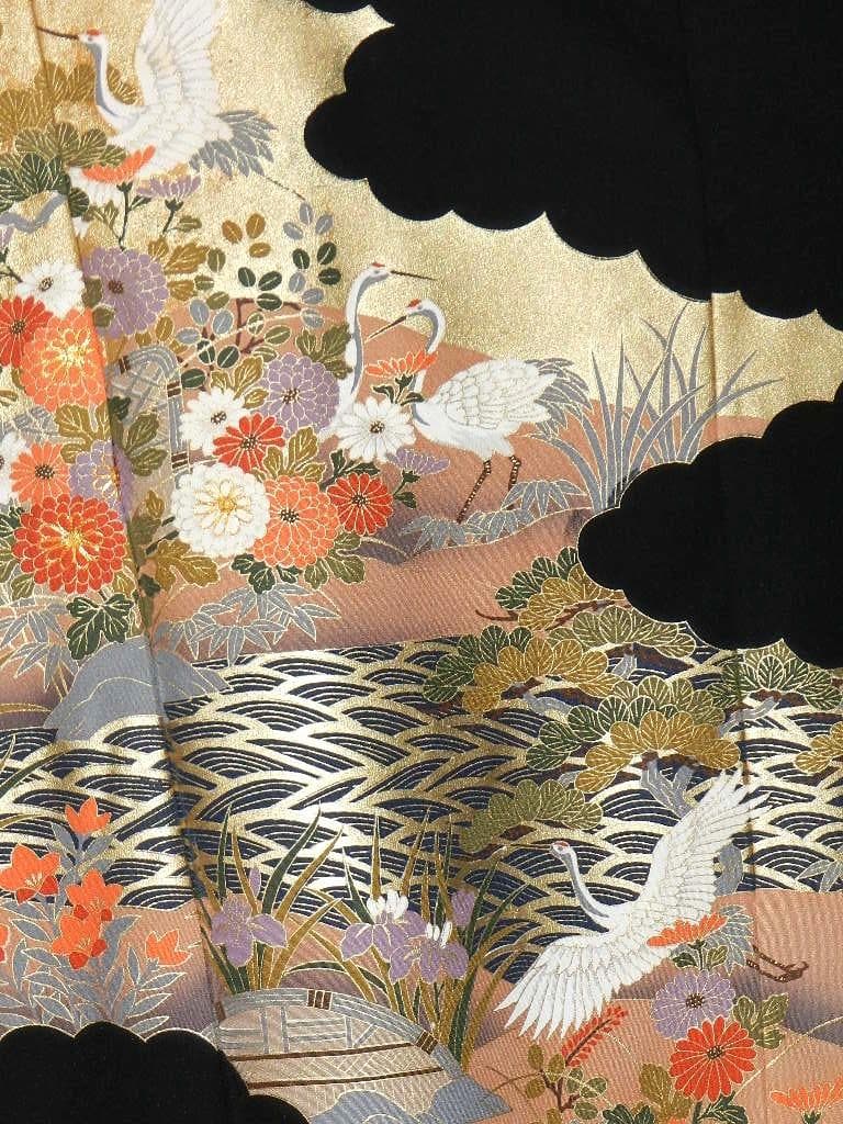 留袖　ワンピース　ドレス　フレアー袖　手書き友禅染　正絹　471　夢ちりめん