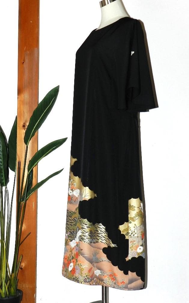 留袖　ワンピース　ドレス　フレアー袖　手書き友禅染　正絹　471　夢ちりめん