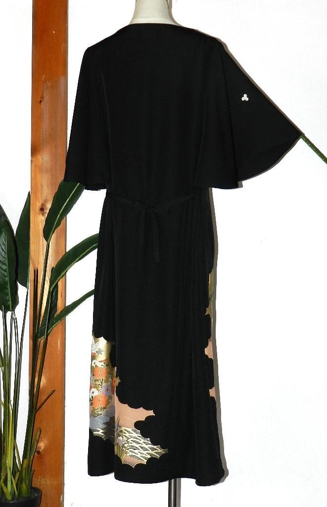 留袖　ワンピース　ドレス　フレアー袖　手書き友禅染　正絹　471　夢ちりめん